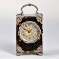 Miniature Tortoiseshell and Silver Carriage Clock