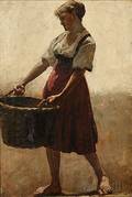 Attributed to William E Norton American 18431916 Girl with Fish Basket