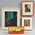 Four Framed Mid20th Century Works Walter Feldman American b 1925 Idol