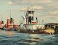 David Bareford American b 1947 Moored Tugs