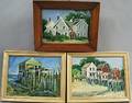 Daisy Marguerite Hughes American 18831968 Three Framed Works Old Timbers Wharf Houses