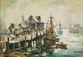 John Cuthbert Hare American 19081978 Wharf with Fishing Vessels