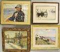 Joseph Margulies American 18961984 Four Framed Watercolors Provincetown Mass