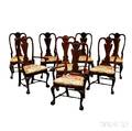 Set of Eight Queen Annestyle Carved Mahogany Chairs