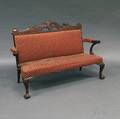 Chippendalestyle Carved Mahogany Upholstered Settee