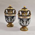 Pair of Patesurpatestyle Ceramic Covered Urns
