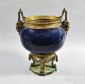 Louis XVIstyle Gilt Bronzemounted Ceramic Jardiniere on Stand