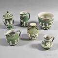 Six Wedgwood Light Green Jasper Items