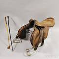 JA Barnsby amp Sons Leather English Saddle and Two Crops 