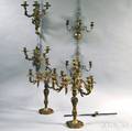 Two Pairs of Giltmetal Sconces and a Pair of Candelabra