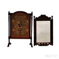 Carved Walnut and Needlepoint Firescreen and a Carved Mirror