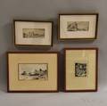Four Framed European Engravings and Etchings