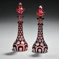 Two Ruby CuttoClear Glass Cruets