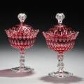 Three Ruby CuttoClear Glass Covered Items