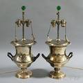Pair of Silverplated Trophy Lamps