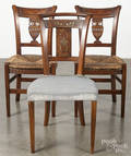 Pair of Directoire rush seat dining chairs