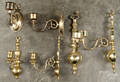 Five pairs of brass sconces