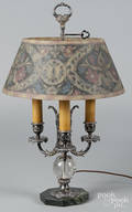 Pairpoint silverplated table lamp with a reverse painted shade
