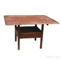 Country Redpainted Pine Squaretop Hutch Table