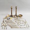 Approximately Fiftyfour Sterling Coin and Silverplated Tableware Items