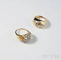 Two 14kt Gold and Diamond Rings