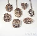 Seven Sterling Silver Cameo Brooches and Pendants
