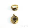 Two Pieces of Antique Gold Memorial Jewelry