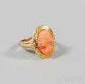 14kt Gold and Carved Coral Cameo Ring