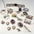 Group of Mostly Sterling Silver Brooches and Pendants