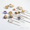 Twelve Stickpins and a Pair of Cuff Links