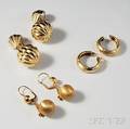 Three Pairs of Gold Earrings