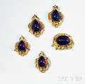 Set of Five 14kt Gold Gemset Pendants