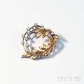 18kt Gold and Diamond Laurel Brooch