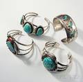 Four Sterling Silver and Turquoise Cuffs
