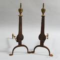 Pair of Brass and Iron Urntop Andirons