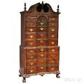 Chippendalestyle Carved Mahogany Blockfront Bonnettop Chest on Chest