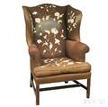 Chippendalestyle Needleworkupholstered Mahogany Wing Chair