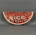 Polychrome Painted ICE COLD Watermelonform Sign
