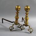 Pair of Brass Balltop Andirons