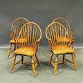 Set of Four Eldred Wheeler Maple and Pine Continuousarm Windsor Chairs