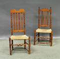 Two Maple Banisterback Side Chairs