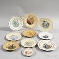Ten Staffordshire Transferprinted Dishes