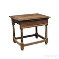 Jacobean Oak Onedrawer Stretcherbase Table