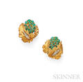 18kt Gold Chrysoprase and Diamond Earclips