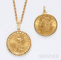 Two Gold CoinMounted Pendants