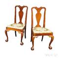 Pair of Transitional Chippendalestyle Carved Mahogany Side Chairs