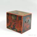 Red and Blacklacquered Chinoiseriedecorated Tea Box