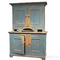 Bluepainted Twopiece Stepback Cupboard