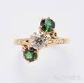 14kt Gold Tourmaline and Diamond Ring