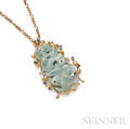 18kt Gold and Jade Pendant